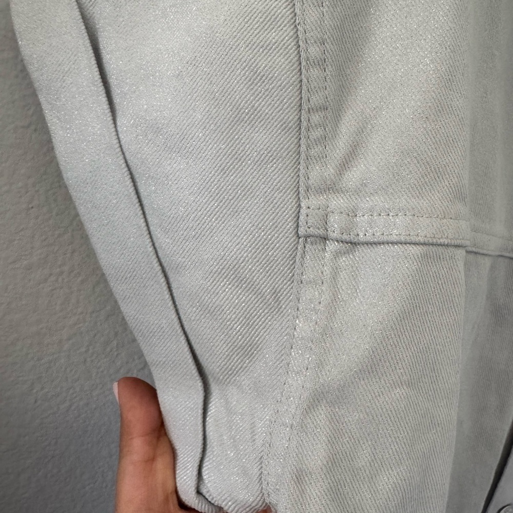 Zara denim short sleeve romper. Dusty Blue Gray with shimmer. NWT - Picture 5 of 6